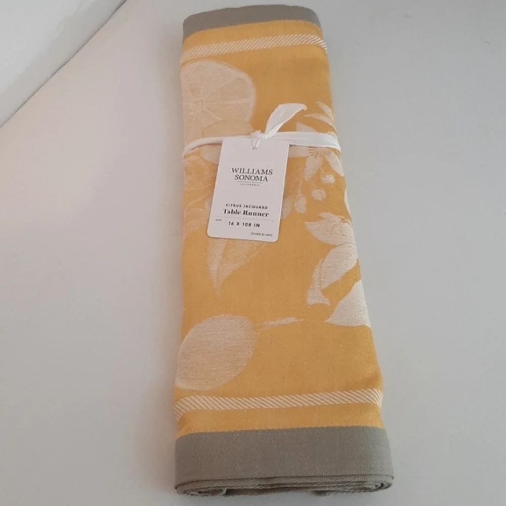 *Williams Sonoma Citrus Jacquard Linen Table Runner